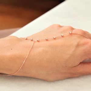 Rose Gold slave bracelet jewelry / sahmeran bracelet /  925 Sterling silver ring chain bracelet / gold bracelet / rose gold slave bracelet