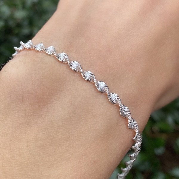 Bracelet de chaîne de corde torsadée sur argent sterling 925 / chaîne twist / cadeau de fête des mères / cadeau pour elle