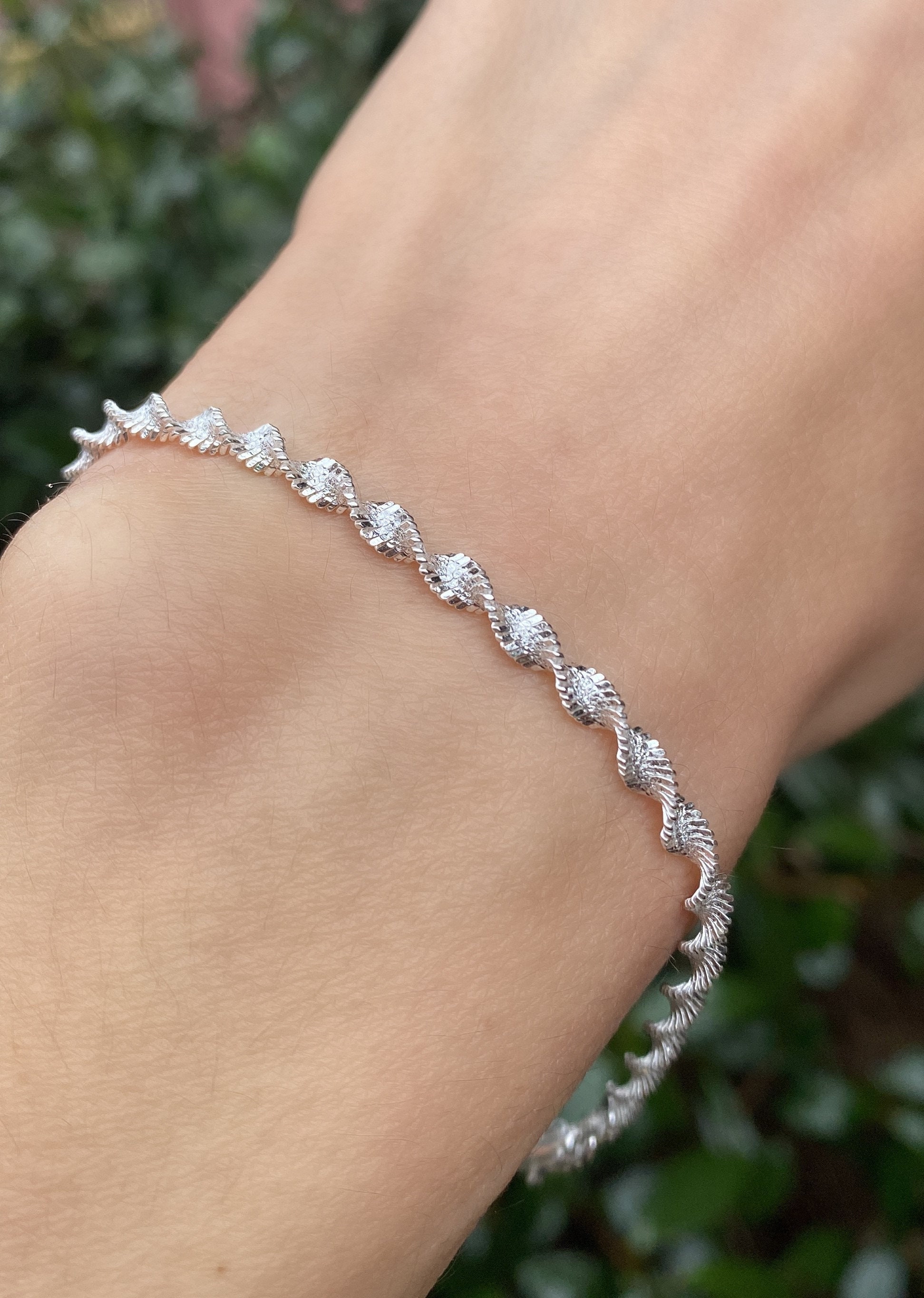 Twisted Rope Chain Bracelet on 925 Sterling Silver / Twist
