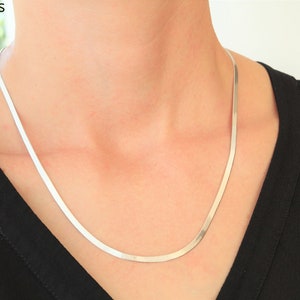 Sterling zilveren slangenketting, platte slangenketting, 925 sterling zilver zilveren ketting zilveren choker bruidsmeisje cadeau kerstcadeau afbeelding 5