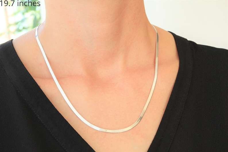 Sterling zilveren slangenketting, platte slangenketting, 925 sterling zilver zilveren ketting zilveren choker bruidsmeisje cadeau kerstcadeau afbeelding 5