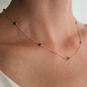 Evil eye necklace / rose gold vermeil on to 925  Silver /  evil  eye  necklace /  Minimalist  Jewelry / handmade necklace /