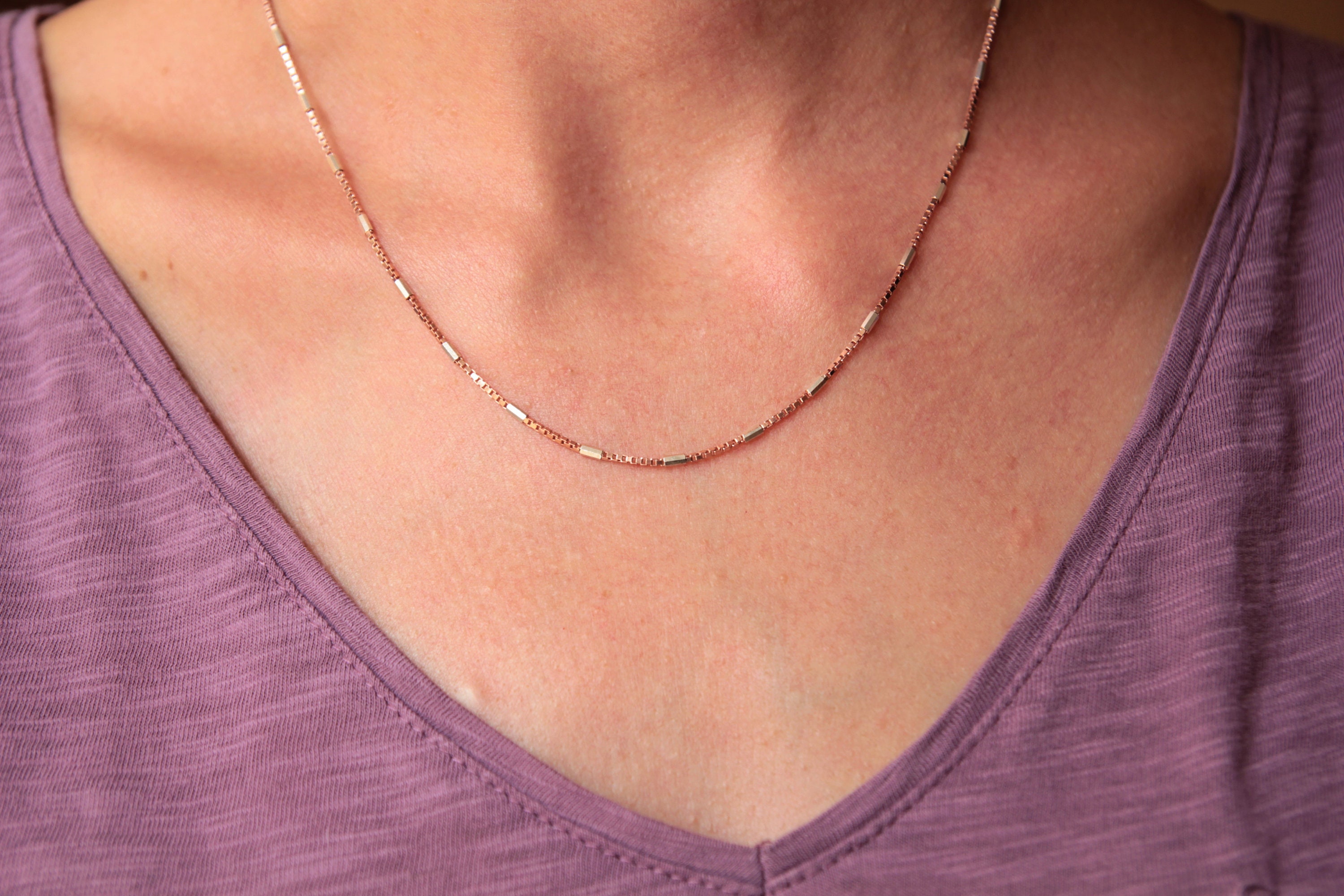 Simple Rose Gold Chain Necklace Minimalist Rose Gold Etsy