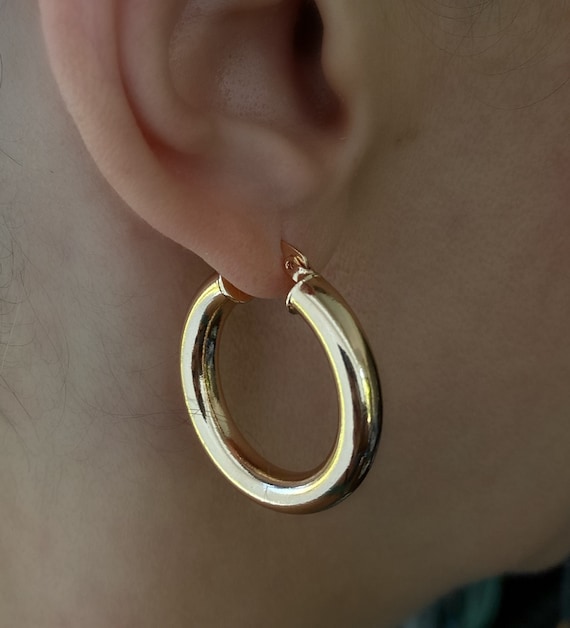 Rose gold 2024 tube hoop earrings