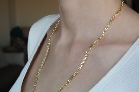 Square Cable Chain 14 K Gold Vermeil on 
