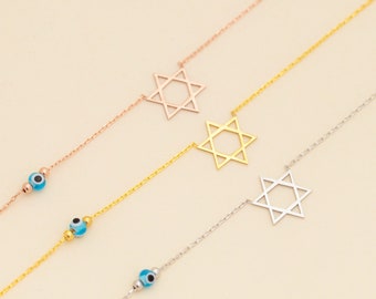 Tiny Star of David Necklace, Sterling Silver Magen David Jewish Star Charm, Jewish Religious Judaica Necklace, evil eye charm