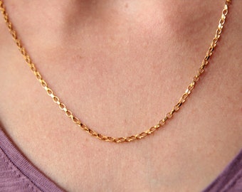 Simple Long Gold Chain Necklace , Minimalist Gold Necklace, Delicate Chain Stacking Necklace