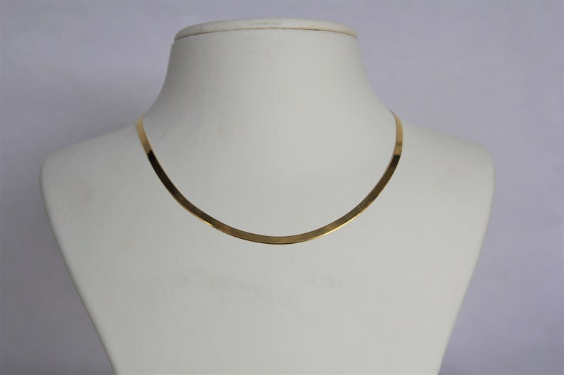 18 K gold snake chain / gold choker / High quality Flat snake chain / gold necklace / 925 Sterling Silver / gold chain / christmas gift image 4