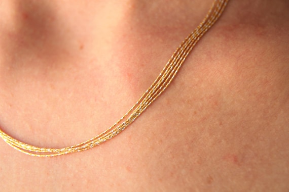 multi chain - fine gold chain layering necklace - gold filled over sterling silver