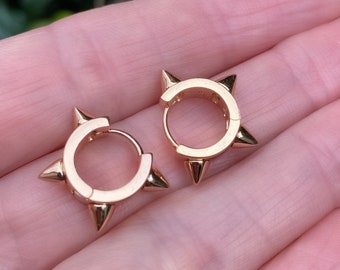 Spike Huggie Light Rose Gold Earrings (PAIR) - Spiky Huggies- Chunky Earrings