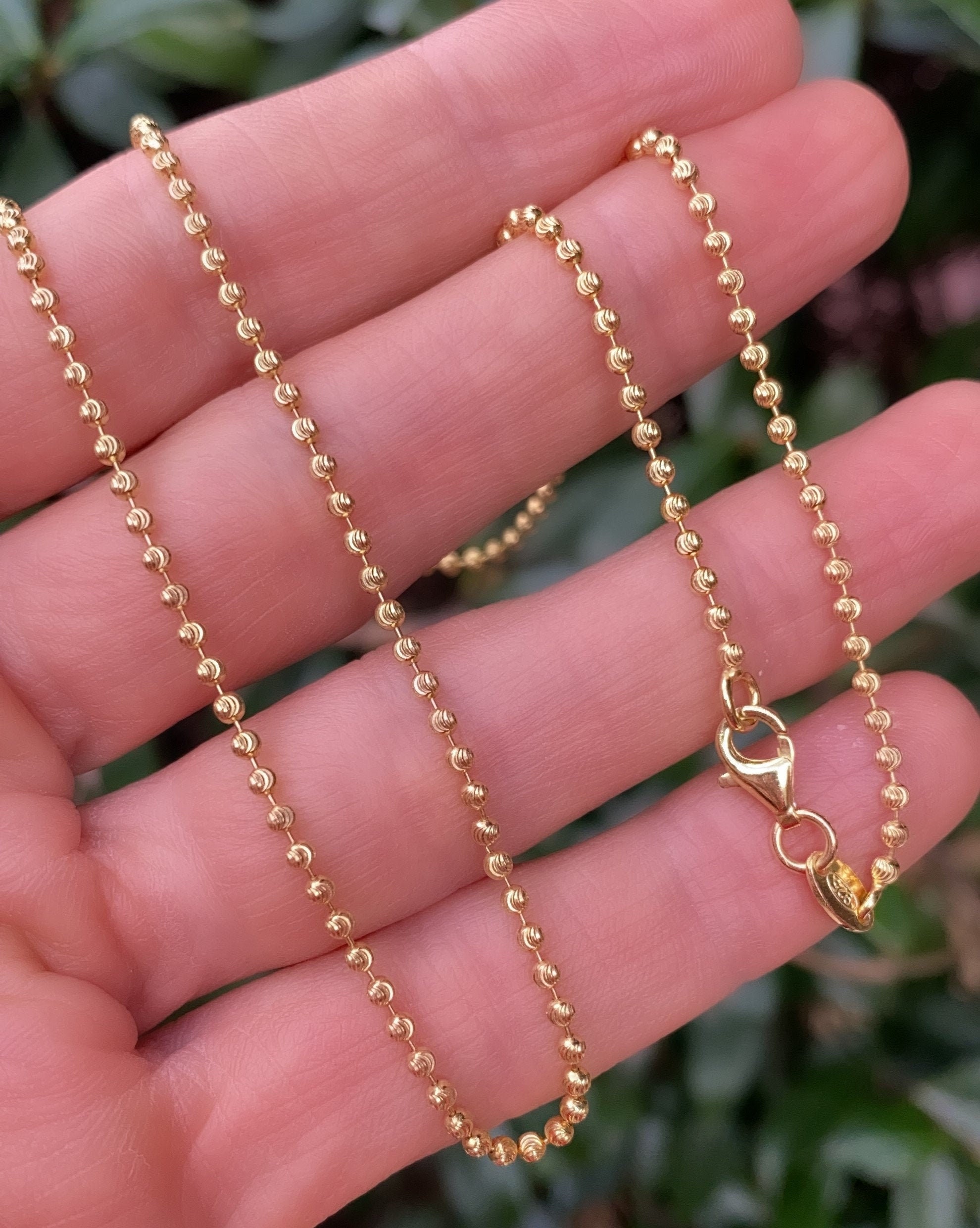Italian Gold Bead Chain Moon Cut Ball 