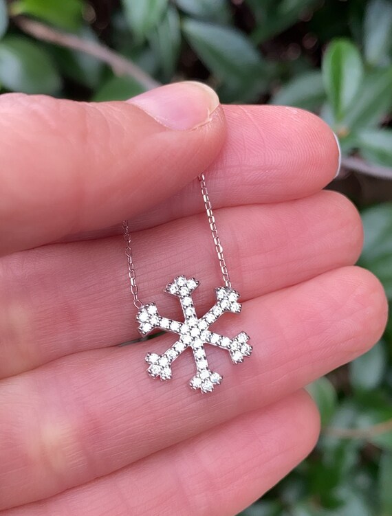 Small Snowflake Blue Crystal Charm Pendant Sterling Silver Small Snowflake Blue Crystal Charm Pendant Sterling Silver