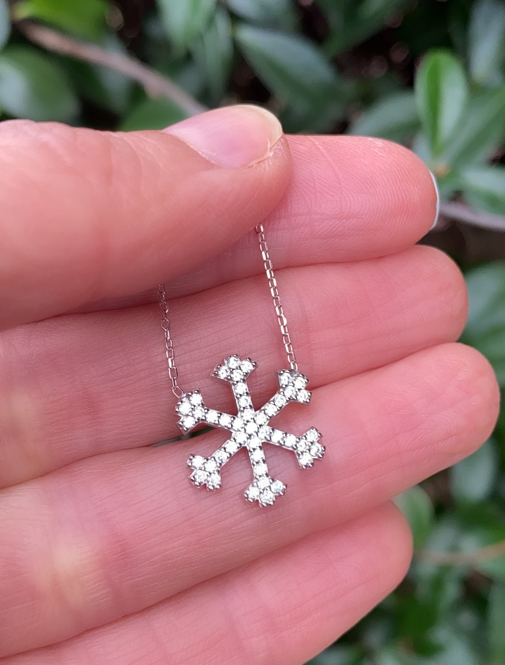 14K White Snowflake Charm