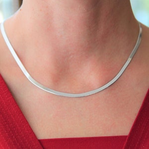 Sterling zilveren slangenketting, platte slangenketting, 925 sterling zilver zilveren ketting zilveren choker bruidsmeisje cadeau kerstcadeau afbeelding 3