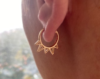Mini Light Rose Gold Star Hoop Earrings- Huggies Minimalist Earrings- High Quality Earrings- No Tarnish-Christmas gift