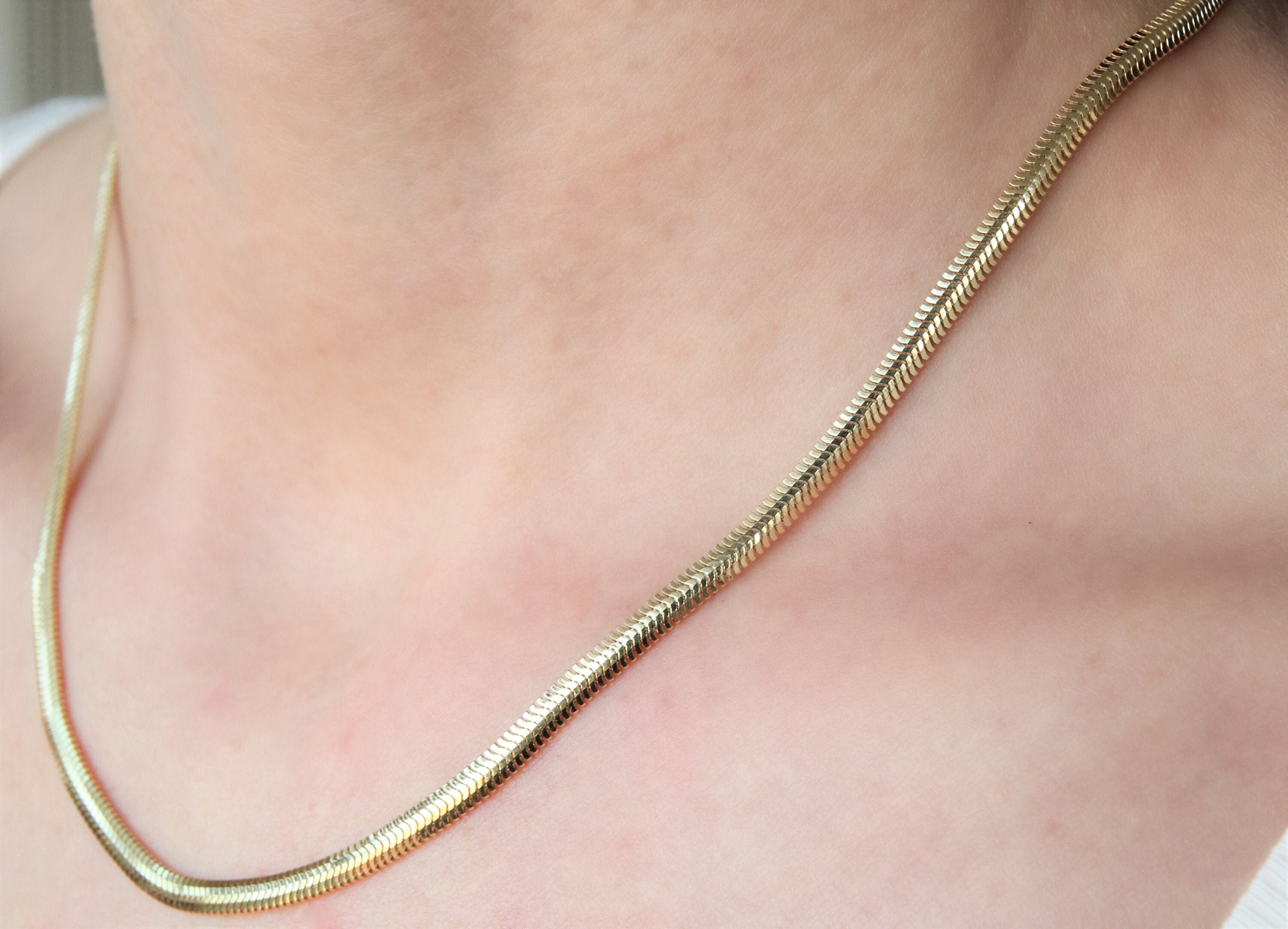 ★HARANG★ HR 345N_Herringbone Snake Chain Necklace (Thick) Thick Silver Snake Herringbone Stainless Steel Chain