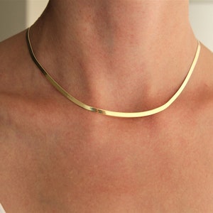18 K gold snake chain / gold choker / High quality Flat snake chain / gold necklace / 925 Sterling Silver / gold chain / christmas gift image 3