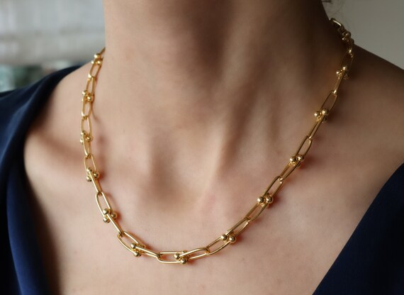 U Chain Necklace 18K Gold Vermeil on to 