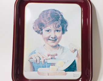 1975 The Butter Girl-Margarine Girl Tray by Norman Rockwell Limited Edition Collector's Tray-Farmhouse Decor -Wall Decor-Kitchen Decor -