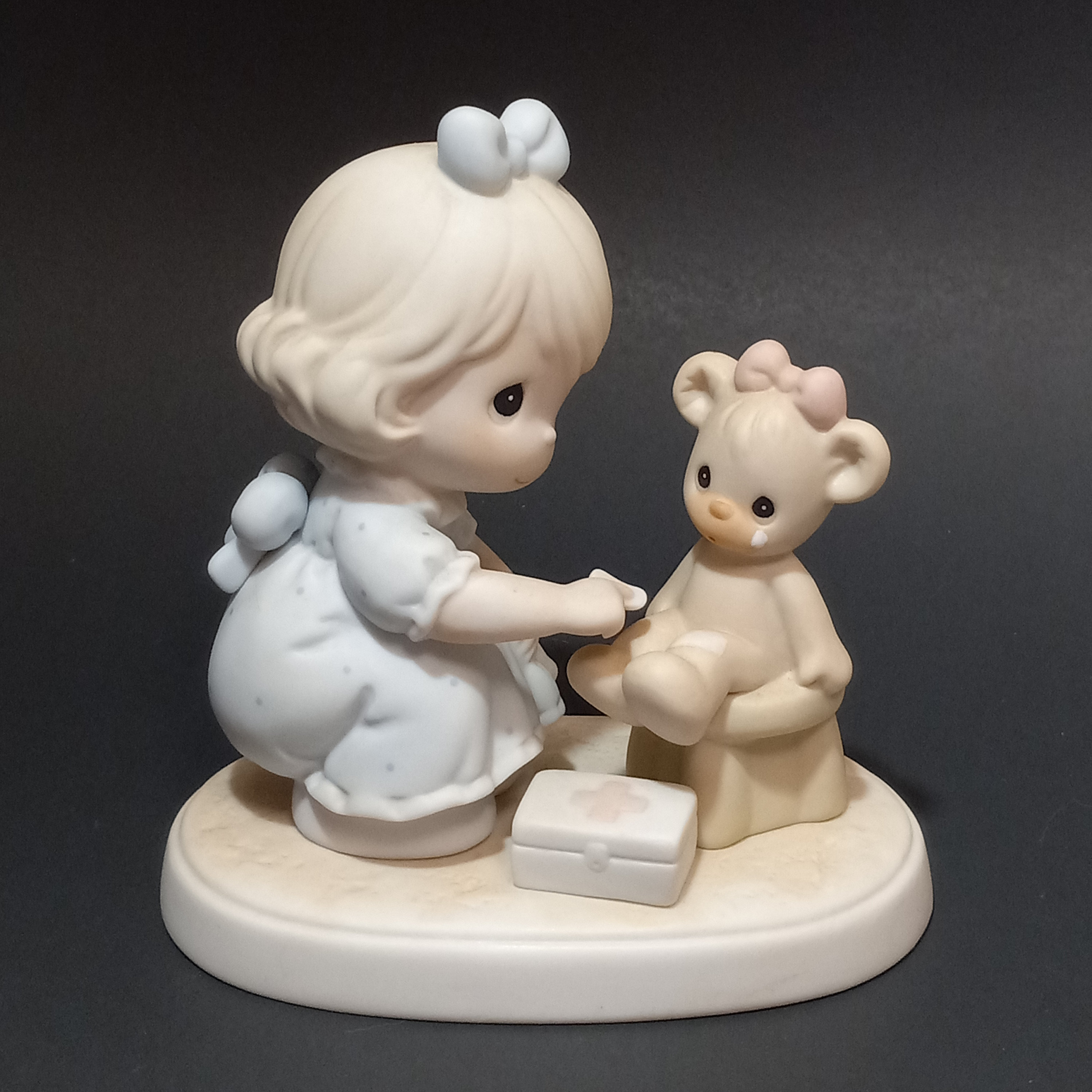 Precious Moments " Caring" 1993 Members Only by Enesco-Little Girl with Teddy Beat and First Aid Kit-Nurse Gifts -Caregiver Gifts-PM1941