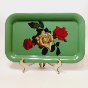 1 Cabbage Rose Floral Vintage Metal Tray-Vintage Decor-Metal- Serving Trays-Wall Art Decor-TV Trays-Outdoor Serving Ware--Tea Set Trays
