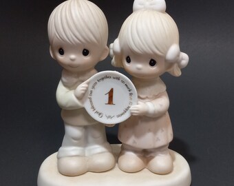 Precious Moments 1st Wedding Anniversary Figurine “God Blessed Our Year Together with So Much Love and Happiness &quot; Jonathan and David