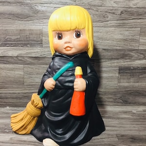 Trick or Treat Ceramic Girl -Vintage Ceramic Halloween Décor-Vintage Ceramic Halloween Figurine-