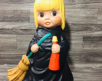 Trick or Treat Ceramic Girl -Vintage Ceramic Halloween Décor-Vintage Ceramic Halloween Figurine-