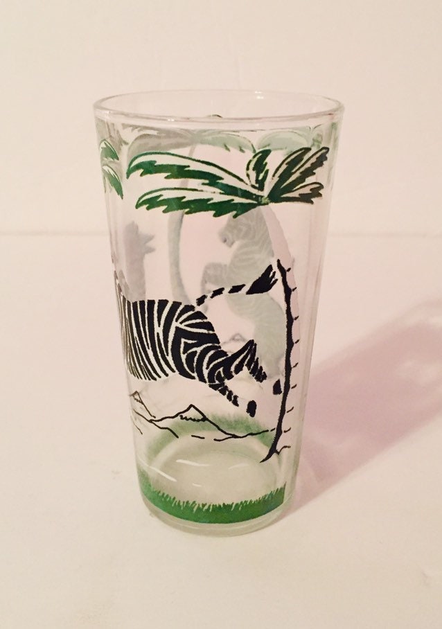 Vintage 4 Zebra and Palm Trees Juice Glasses Vintage Animal Etsy