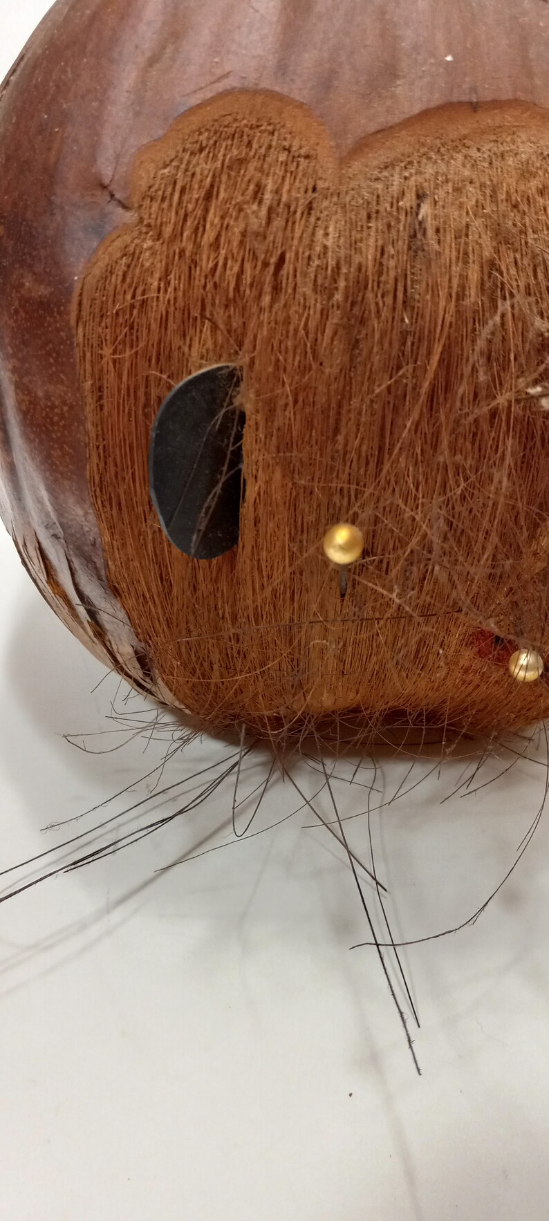 Large 8 Coconut Shell Monkey Pin Head woven Loop Handle Etsy