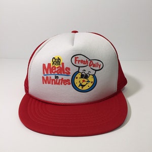 Vtg Cub Foods Mesh Snapback Hat-Meals n Minutes-Fresh Daily- Vintage Food Hats -One size Fits All--Truckers Hats-Retro Hats-Men&#39;s Mesh Hats