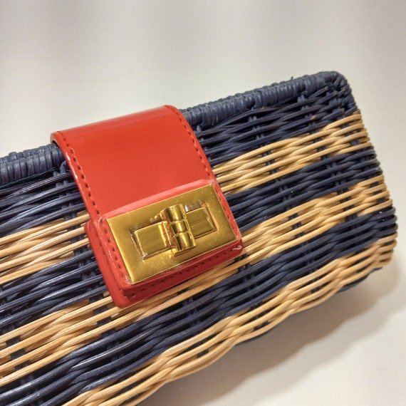 J Crew Straw Clutch Purse-Red and Blue Boho Style… - image 6