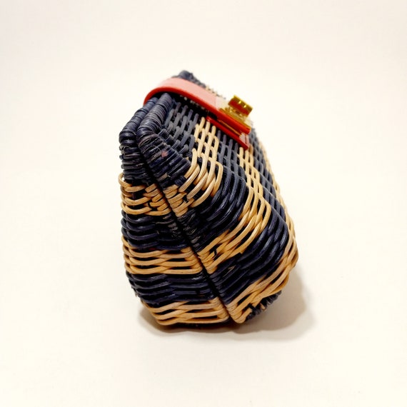 J Crew Straw Clutch Purse-Red and Blue Boho Style… - image 5