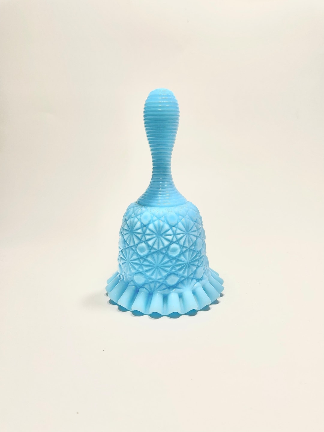 Fenton Daisy and Button Baby Blue Ceramic Dinner Bellpastel Decorbaby