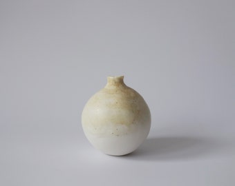 Porcelain vase, hand built with a wood ash glaze