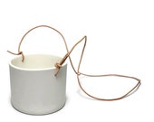 Hanging porcelain vessel, white porcelain tealightholder