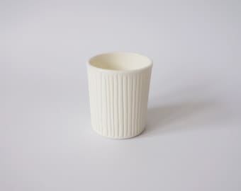 Porcelain mug Phos for tealights, tea or espresso, translucent white