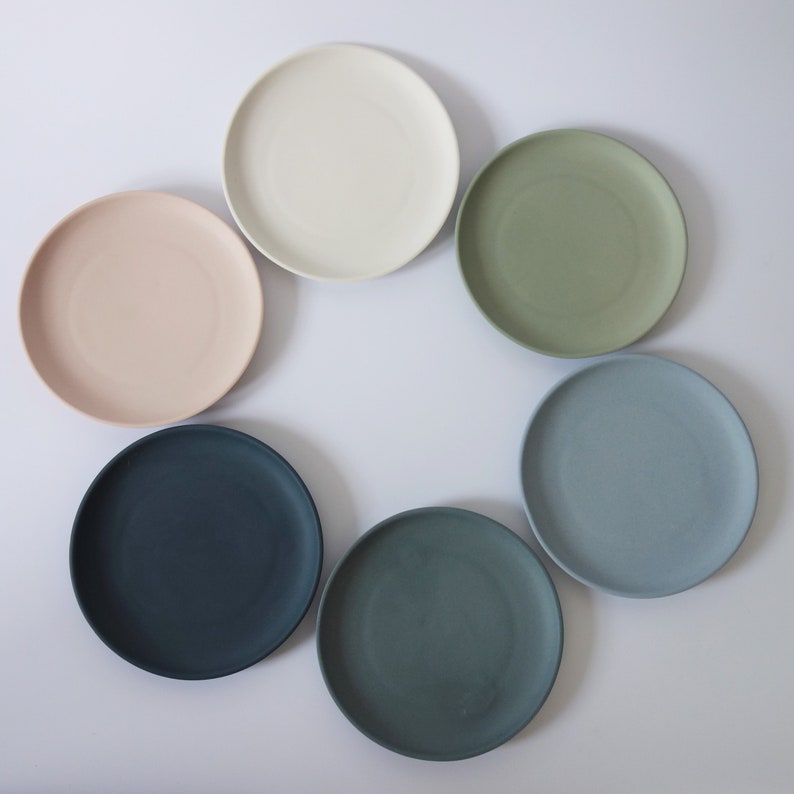 Small porcelain plate Color 14.5 cm in different colours bread plate and saucer image 1