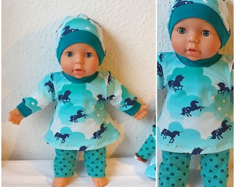 Kleidchen+Hose Mütze Puppenkleidung f.36 cm Baby Puppen * 
