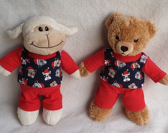 Christmas Shirt +Hose Kleidung für 25 - 26 cm Bär Teddy*Bärenkleidung Weihnachtsmann