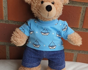 Jeansoptik Maritime Shirt+Hose*Kleidung für 28-30cm Bär Teddy*Bärenkleidung