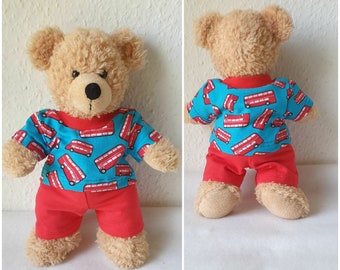 Doppeldecker Shirt+Hose * Kleidung für 28-30cm Bär Teddy*Bärenkleidung