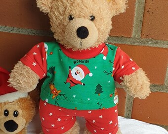 Weihnachtsmann Shirt+Hose * Kleidung für 28-30cm Bär Teddy*Bärenkleidung