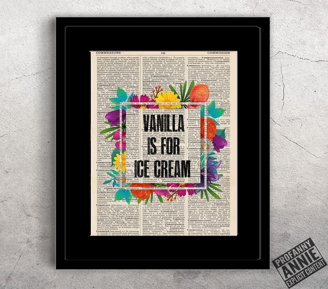 Vanilla is for Ice Cream Dictionary Print Funny Sarcastic Etsy