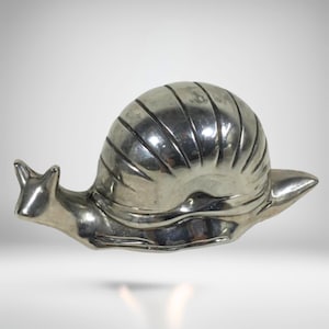 Vintage silver plated snail pot butter dish 1960s Silver-Plated Snail Butter Dish Glass Insert & Knife