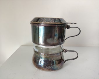 Caffettiera a goccia Durobor vintage placcato argento, Drip o Lator o caraffa per filtro in tazza, Belgio, Durobor argento degli anni '40