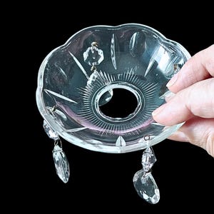 Glass Bobeche with Faceted Crystal Drops – Vintage Lamp Part