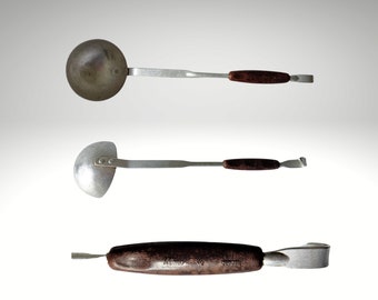 vintage aluminum kitchen spoon Almo-Luxe Depose with plastic handle farmhouse kitchen