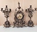 Antique French mantel clock 3 Piece Set 19th Century Brass Clock Pair Candelabra, Fireplace Candlestick Clock Set, French Brass Clock, 