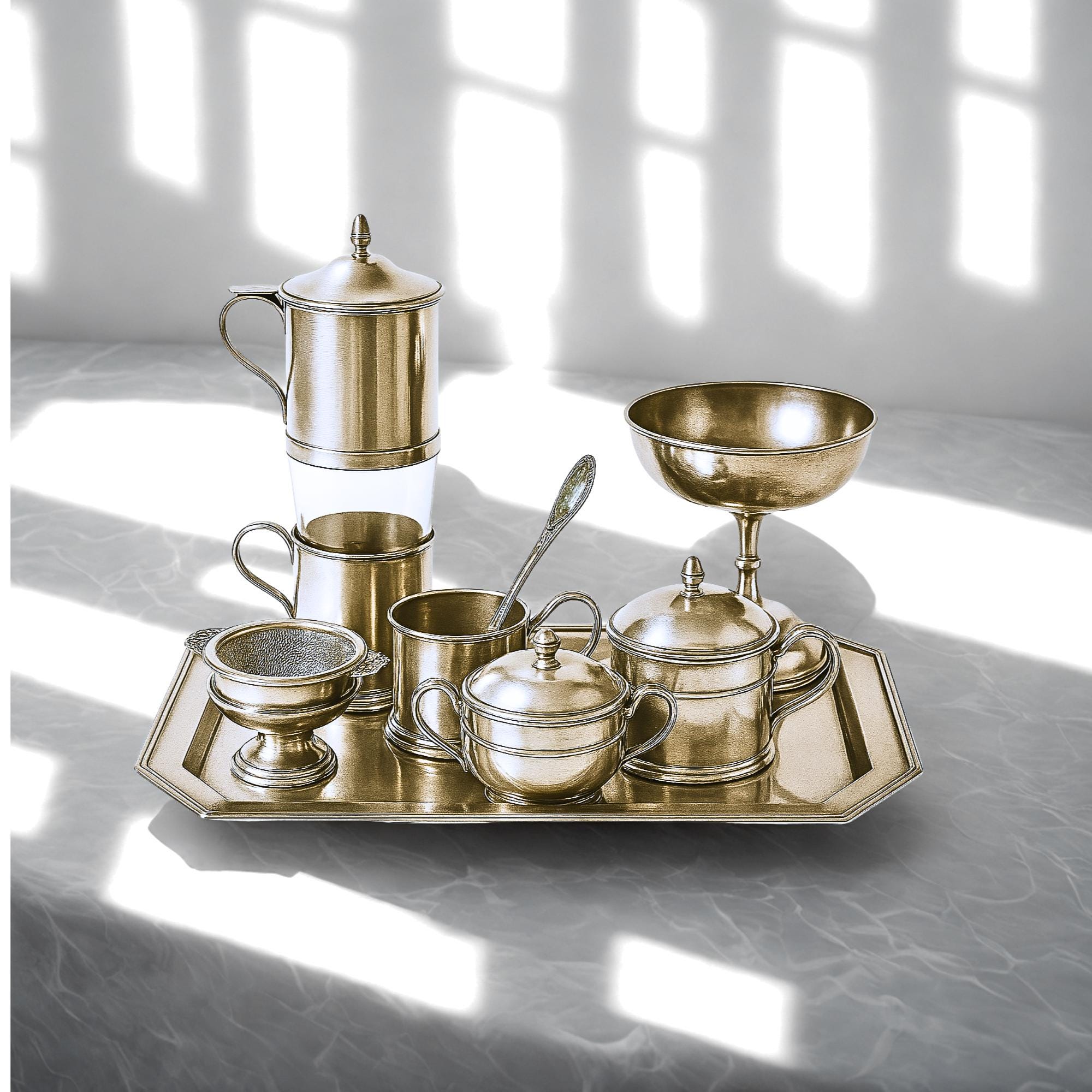 1960s French Drip-O-Lator Set: Vintage Silver-Plated Coffee Tea Filter